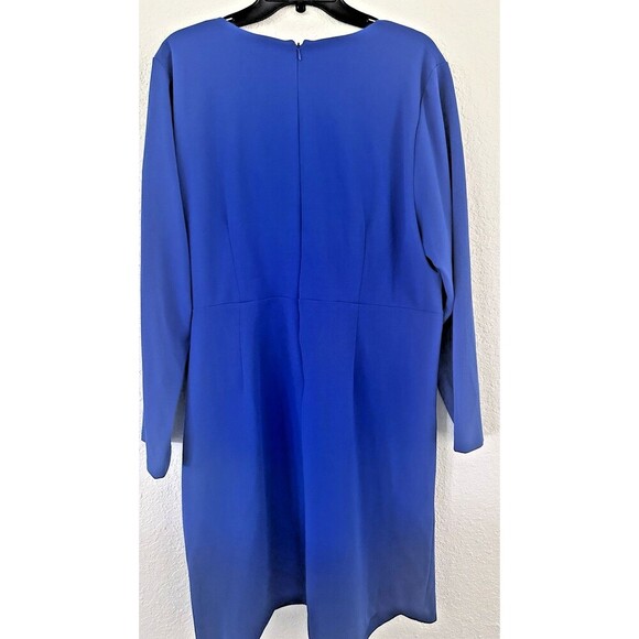 DKNY Women's Plus Size V-Neck Twist-Front Long-Sleeve Dress Royal Blue 20W - Picture 7 of 8